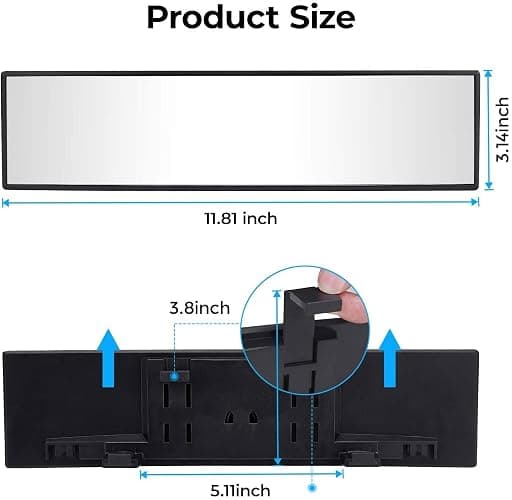 JOYTUTUS Rear View Mirror, Universal 11.81 Inch Panoramic Convex Interior Clip-on Wide Angle Mirror to Reduce Blind Spot Effectively for Car SUV Trucks -Clear thumbnail 4