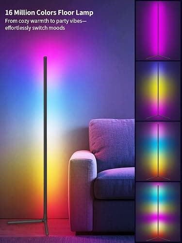 Tyute Corner Lamp, Led Floor Lamp, RGB Ambient Lighting, Smart Modern Floor Lamp with Remote, Color Changing Dimmable Corner Light with Music Sync, Mood Lighting for Bedroom, Living Room Gaming Room thumbnail 2