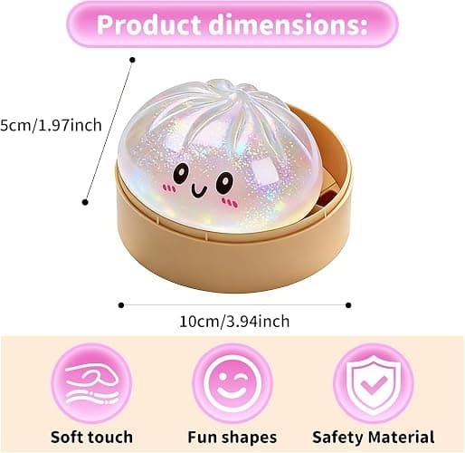 Glitter Dumpling Squishy, Mystery Dumpling Squishy Box, Fidget Sensory Stress Ball for Adults & Teens, Squeeze Stress Relief Toy, Easter Basket Stuffers & Stocking Stuffers (Glitter White) thumbnail 3
