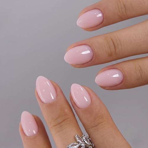 CurvLife Extra Short Almond Press On Nails, Blush Veil Nude Pink, Soft Gel | 32PCS, 16 Sizes, Salon-Quality Natural Fake Nails, Curved Fit, 7-14 Day Glue-On Wear, Reusable Stick-On Nails, Press-On Kit - Image 1