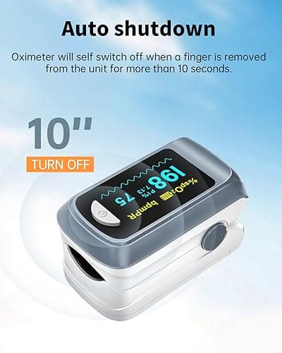 Fingertip Pulse Oximeter Blood Oxygen Saturation Monitor Pulse Ox, Heart Rate and Fast Spo2 Reading Oxygen Meter with OLED Screen Included Lanyard and 2 X AAA Batteries - Gray thumbnail 7