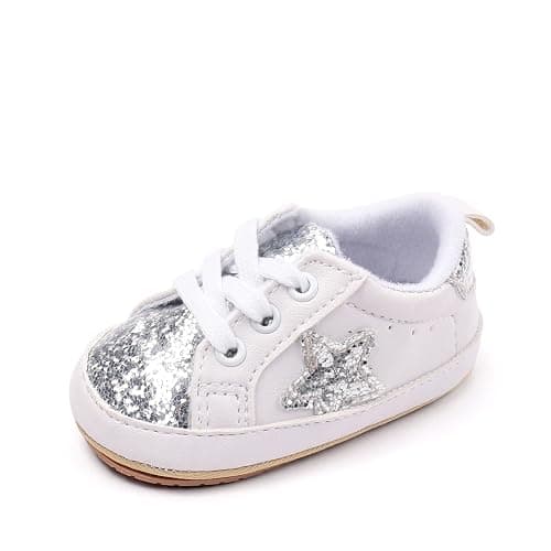 WaiHeikki Baby Sneakers Contrast Color Sequins Shoelace Soft Sole Non-Slip Infant First Walking Shoes for Spring Fall 0-18 M thumbnail 5