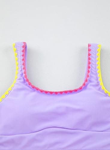blibean Teen Girls Swimsuits Two Piece Bikini Sets with Chest Pad Size 6-15 Years - 8-9 Years - A Purple thumbnail 5