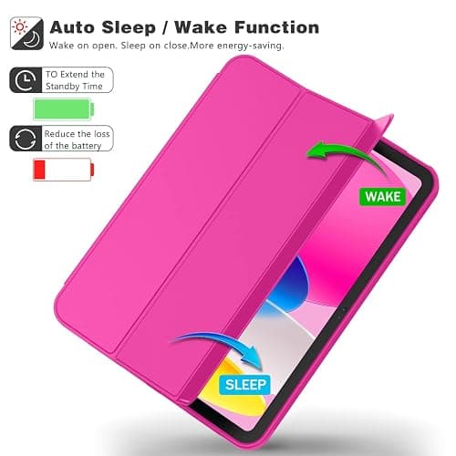 iMieet iPad (A16) Case 11th Gen/iPad 10th Generation Case [11-Inch 2025/10.9 Inch 2022] with Pencil Holder, Trifold Stand Smart Cover with Soft TPU Back,Auto Wake/Sleep(Rose Red) thumbnail 4