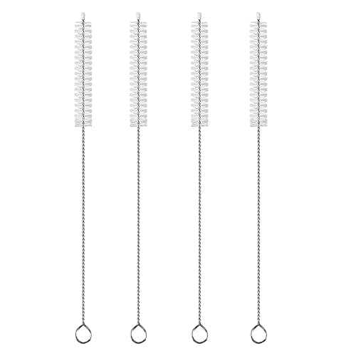4 Pack Straw Cleaner Brush, Reusable Metal Handles Straw Cleaner Brush Extra Long for Stanley Mug 40, 30, 20 oz, 10mm Wide for Sippy Cup, Water Bottle and Tubes (Clear) - Image 1