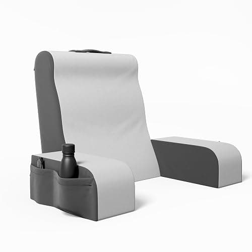 Kölbs Reading Pillow, Full Support Comfort Solid Foam, Back Cushion for Bed Sitting Up TV Book Gaming - Back Support Backrest Use on Mattress or Sofa (Grey/White, Tall) - Image 1
