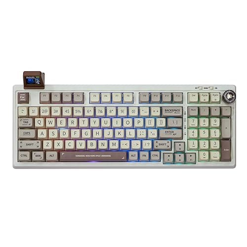 EPOMAKER RT100 97 Keys Gasket BT5.0/2.4G/USB-C Mechanical Gaming Keyboard with Customizable Display Screen, Knob, Hot Swappable Socket, 5000mAh Battery for Win/Mac (Flamingo Switch) - Epomaker Flamingo Switch - RT100 Retro - Image 1