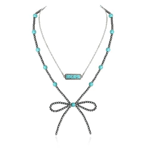 Navajo Pearl Bow Necklace Western Jewelry for Women Cowgirl Turquoise Necklaces Jewelry - Image 1
