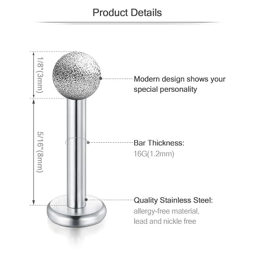 Mayhoop 16g Cartilage Earrings - Men Women Surgical Stainless Steel Tragus Piercing Jewelry Stud Hoop Forward Helix Rook Daith Conch Earrings thumbnail 8