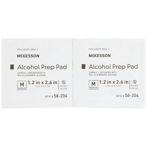 McKesson Alcohol Prep Pads [Pack of 200] 70% Isopropyl, Individually Wrapped Wipes, Sterile, Medical-Grade, First Aid, Medium thumbnail 3