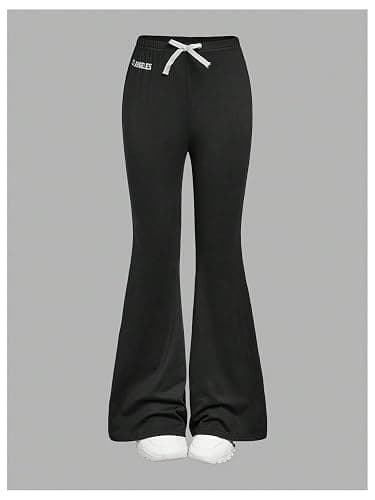 RoseSeek 2 Pack Girl's Letter Graphic Flare Leggings Bowknot Elastic Waist Bell Bottom Pants Soft Yoga Pants thumbnail 5