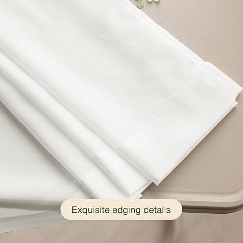 Anmao Non-See-Through Off White Privacy Semi Sheer Curtains for Living Room 80 Inch Length 2 Panels Set, Light Filtering That Let Light in Rod Pocket Window Drapes for Bedroom, 52W x 80L, Ivory White thumbnail 9