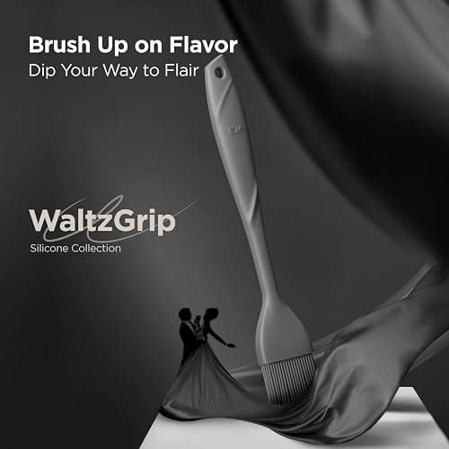 Kitchen Mama WaltzGrip Platinum Silicone Basting Pastry Brush: Set of 2 Heat-Resistant Brushes for Cooking, Baking, Grilling, and Spreading Oil or Butter - Dishwasher-Safe (Metal Gray) thumbnail 2