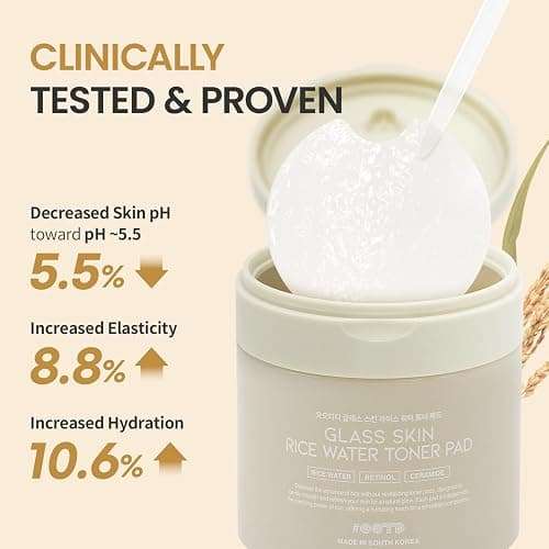 Toner Pads for Dry Dull Sensitive Skin Korean, #OOTD Retinol Ceramides Strengthen Skin Barrier Smoothing Hydrating, Toner Pad 70Pads 4.05oz 120ml thumbnail 5