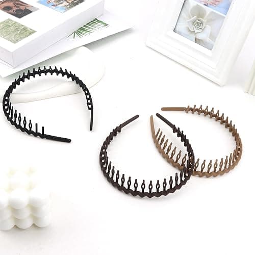 GAFATORY 3 PCS Zig Zag Headbands Plastic Comb Headband Hairband with Teeth Non Slip Thin Elastic Head Bands Fashion Hair Accessories for Women thumbnail 7