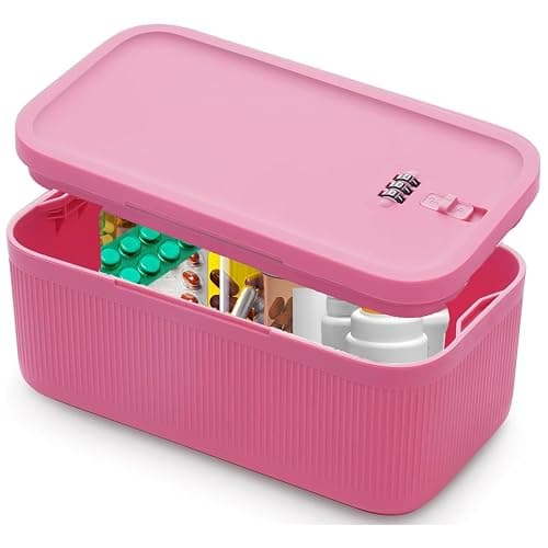 EMLTHORY Medication Lock Box,Small Lockable Storage Box with Combination Code for Phone,Medicine Safe,Food, Home,Refrigerator,Office,Personal Items,Travel,Gift,Pink - Image 1