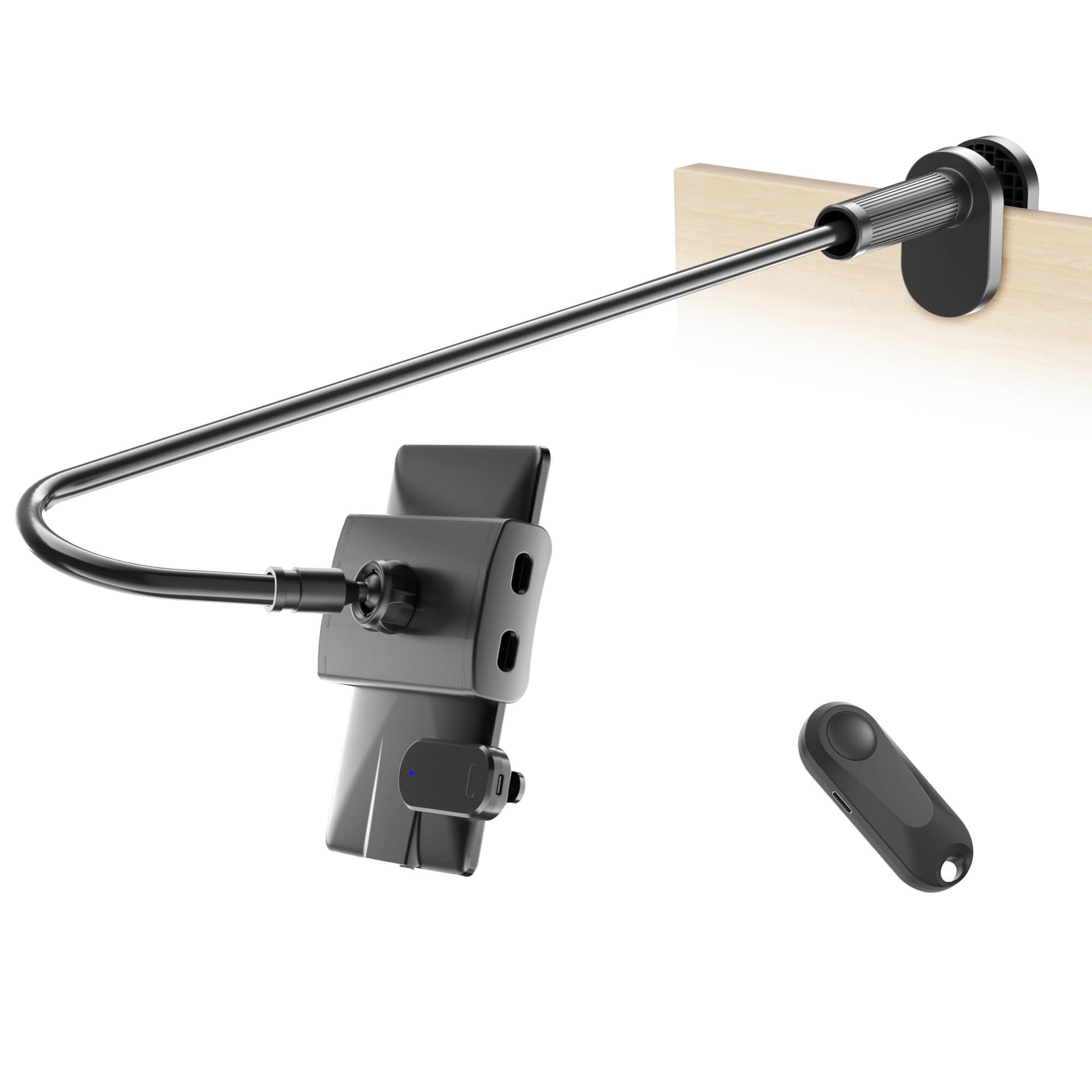 Gooseneck Tablet Holder for Kindle Reading in Bed with Remote Page Turner, Hands Free Desk Bedside Lazy Arm Stand for Kindle Accessories, Gifts for Readers thumbnail 2