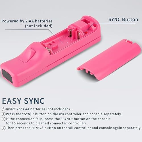 XiQiDianr Wii Remote Controller and Nunchaku Controller,Wii Controller with Nunchuck, Used for Wii/Wii U Console, with Silicone Case and Wrist Strap (Pink+Blue) thumbnail 5