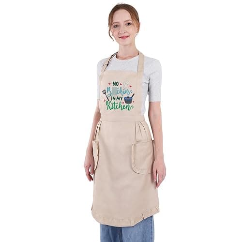 Fairy's Gift Funny Cooking Aprons for Women, Cute Embroidered Womens Kitchen Apron w/Pockets for Cooking Baking - Thanksgiving Christmas Bday Baking Gifts for Mom Wife Grandma Baker Daughter Chef Her thumbnail 5