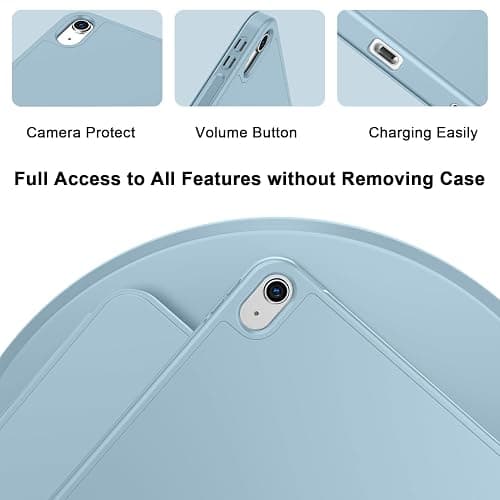 ToaPoia Case for iPad (A16) 11 Inch 2025/iPad 10th Generation 10.9 Inch 2022, Slim Trifold Stand Protective Cover with Pencil Holder and Soft TPU Back,Support Auto Sleep/Wake (Light Blue) thumbnail 2