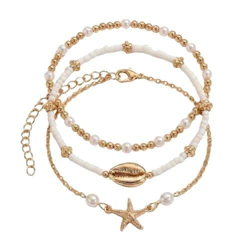 Smilelife Seashell Ankle Bracelets for Women Starfish Bracelets Layered Boho Puka Shell Anklet Cowrie Shell Bracelets Hawaiian Summer Beach Foot Chain Jewelry thumbnail 9