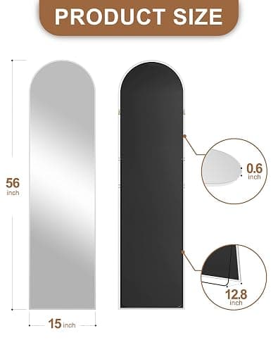 Delma Full Length Mirror, Large Floor Mirror for Wall, Bedroom, Bathroom, Living Room with Aluminium Frame (Stand, Arch 56x15, Silver) thumbnail 2
