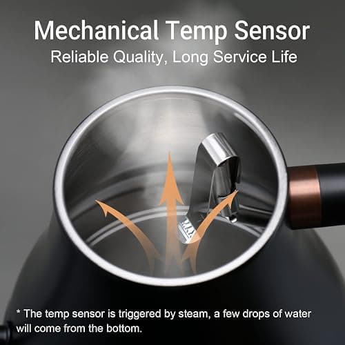 Mecity Electric Kettle Gooseneck Water Kettle Stainless Steel Tea Kettle Water Boiler Fast Heating, Auto Shut Off, 27 fl oz, 1000W, Matte Black thumbnail 6