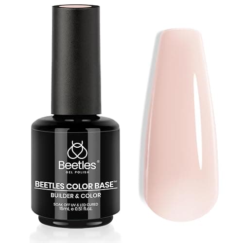 Beetles Color Base Gel Polish, 1pcs 15ml Rubber Base Builder Neutral Nude Gel Base Coat Warm Jade Nail Polish Nail Strengthener UV Led Needed Gift for Women Girls - Image 1