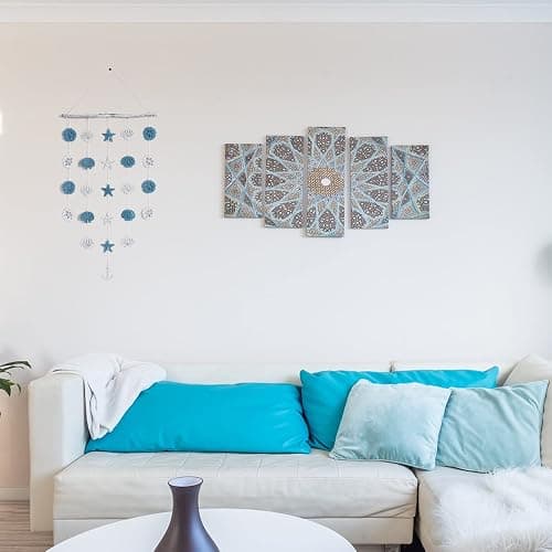 SOMTO Beach Seashell Wall Hanging Decor,Ocean Boho Farmhouse Rustic Coastal Themed Decorations for Home | Shells Starfish and Anchor Beach Nautical Decor for Bathroom, Bedroom or Living Room thumbnail 6