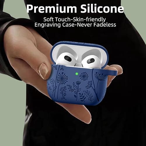 Lerobo for Airpods 4 Case Cover with Cleaner Kit, Cute Soft Silicone Skin Full Protective Case Cover with Keychain Compatible with Apple Airpods 4 Case 2024, Midnight Blue thumbnail 8