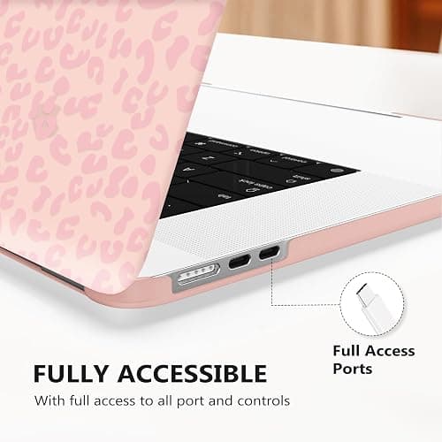 iCasso for MacBook Air 13 inch Case 2025 2024-2022 Release M4 A3240 M3 A3113 A2681 M2 with Liquid Retina Display, Hard Plastic Shell for Mac Air 13.6, TPU Keyboard Cover&Screen Protector, Pink Leopard thumbnail 5