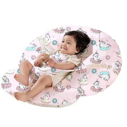 Juaugusep Newborn Lounger Pillow for Boys Girls, Soft Bassinet Wedge Baby Anti Reflux Newborn Nest, Removable Cover for Infant Nursing Lounger Pillow Cushion (Pink-2, 60cm)