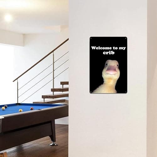 Welcome to My Crib Tin Sign for Teen Girls Boy, Bedroom/Gaming Room Bar Cave Door Decor, Dorm Wall Accessories Cool Things, Funny Metal Tin Signs Funny Decor Cute Thing 12 x 8 Inch thumbnail 7