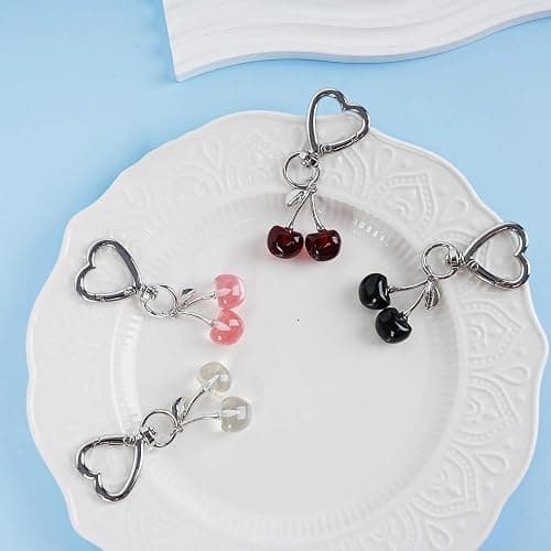 Agromusk Cute Cherry Keychain,Kawaii Cherry Bag Purse Charms for Women Car Keys Decor Gifts Stuff Accessories thumbnail 3