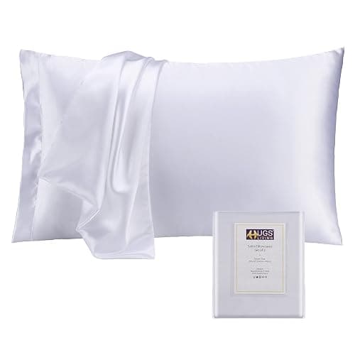 Hugs Living Silky Satin Pillowcase, Cooling and Gentle on Hair and Skin, 2 Pack (White, Queen: 20" x 30") - Image 1