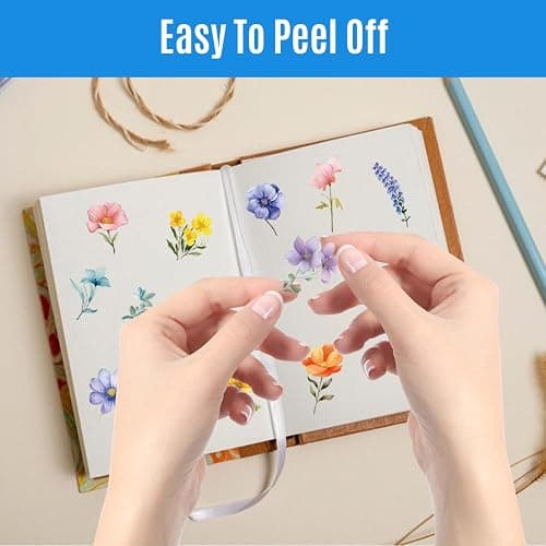 WANGHENG 600Pcs Natural Flower Stickers,Self-Adhesive PVC Vintage Flower Stickers for Scrapbook,Laptop,Journal,DIY Project thumbnail 6