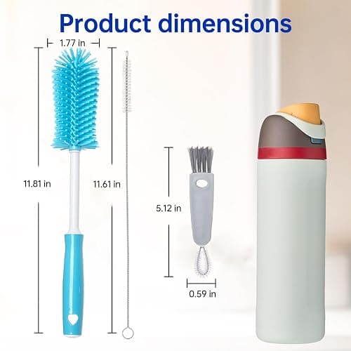 3 Pack Water Bottle Cleaner Brush Set - for Owala Cleaning Kit, Long Handle Silicone Bottle Brush Soft Touch No Scratch, Straw Cleaner Brush, 3 in 1 Multipurpose Cup Cleaner Kit for Owala Accessories thumbnail 2