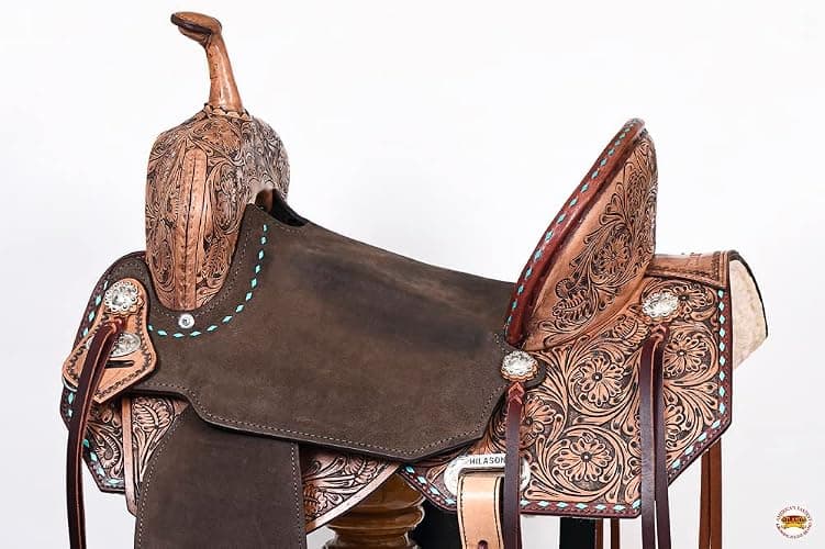 HILASON Flex Tree Western Horse Saddle in American Leather Barrel Trail | for Horses thumbnail 5