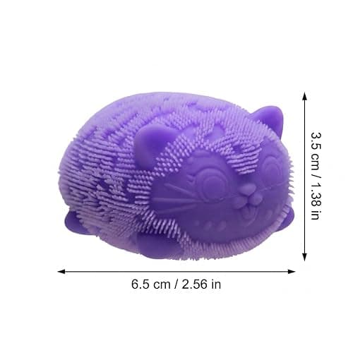 Nee - Doh Cool Cat Squeeze Squishy, Cute Cat Stress Fuzz Ball, Slow Rise Sensory Fidget Balls,Sensory Stress Ball Relief (Purple) thumbnail 3