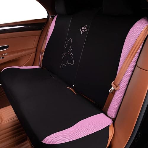 Flying Banner Butterfly car seat Covers ful Set Fashion Universal Lady Woman Female Rear Bench Split Colorized (Pink, Full Set - Lace) thumbnail 7
