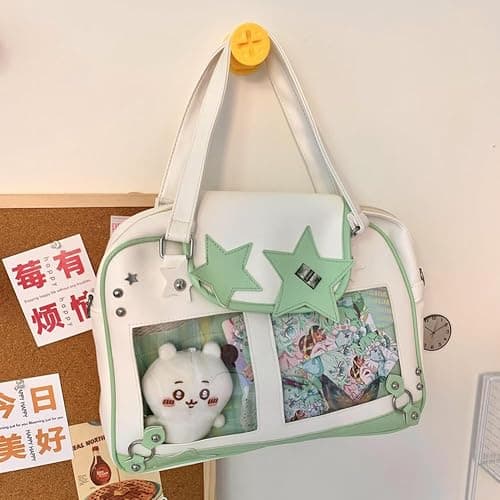 Women Display Shoulder Bag Large Capacity Ita Handbag PU Leather Kawaii Star Itabag Travel Shopping Commute Bag thumbnail 9