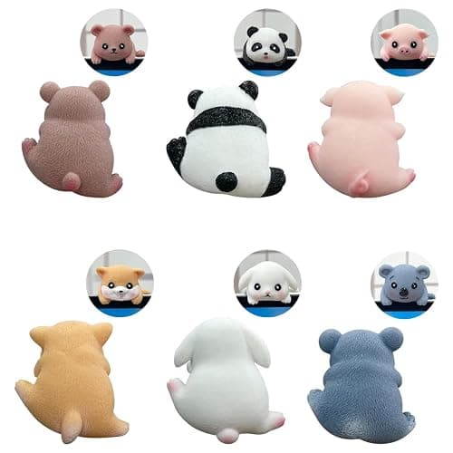 6PCS Car Navigator Screen Ornaments,Cute Animal Rear View Mirror Accessories, Funny Car Display Decoration, Car Accessories Interior for Women/Men Computer Monitor Decor,for Women Funny Gifts thumbnail 6