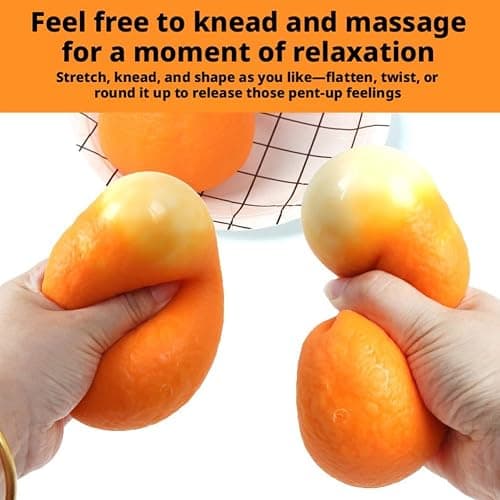 Tangerine Giant Squish-ies, Fruit Squish Stress Balls, Stress Relief Soft Simulation Orange Fruit Squeez-e, Novelty Fidget Sensory Food Fun Stretchy Desk to-ys, Easter Basket Stuffers Gift (5cm) thumbnail 5