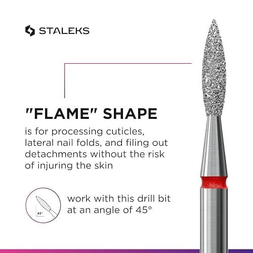 Staleks Pro Diamond Nail Drill Bit Flame Red Expert – 2.1mm Head Diameter, 8mm Working Part – Professional Nail Drill Bit – Diamond Coating – Precise Cuticle & Nail Care thumbnail 5