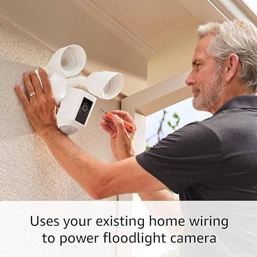 Ring Floodlight Cam Wired Plus — Outdoor home or business security with motion-activated 1080p HD video and floodlights, (2021 release) White thumbnail 5