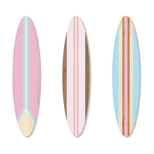 Zzbakress 3 Pieces Cute Surfboard Wall Decor Beachy Room Decoration Wood Surfboard Wall Hanging Sign Beach Themed Room Decor Room Decor for Living Room Bedroom Bathroom (Medium) - Image 1