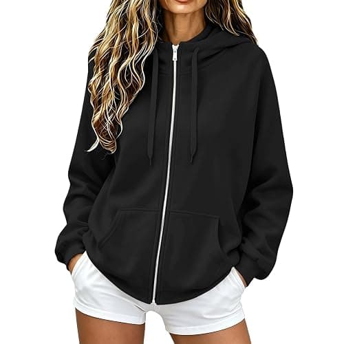 MKLUNJOP Zip Up Hoodie Women Casual Oversized Sweatshirt Lightweight Jacket | Womens Zip Up Hoodies Long Sleeve Y2K Hooded Sweatshirt Women Fashion Zipper Fall Light Jackets With Pocket thumbnail 5