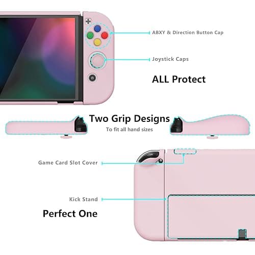 PlayVital AlterGrips Protective Slim Case for Nintendo Switch OLED, Ergonomic Grip Cover for Joycon, Dockable Hard Shell for Switch OLED w/Thumb Grip Caps & Button Caps thumbnail 3