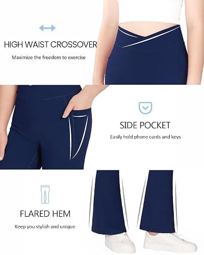 JOCMIC Girls Flare Leggings Kids Bell Bottom Flared Yoga Pants High Waisted Athletic Tight with Pockets thumbnail 6