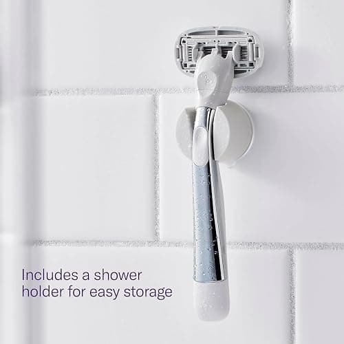 Flamingo Shaving Razor Set for Women - Razor Handle, 4 Razor Blade Refills, Shower Holder - Chrome thumbnail 3